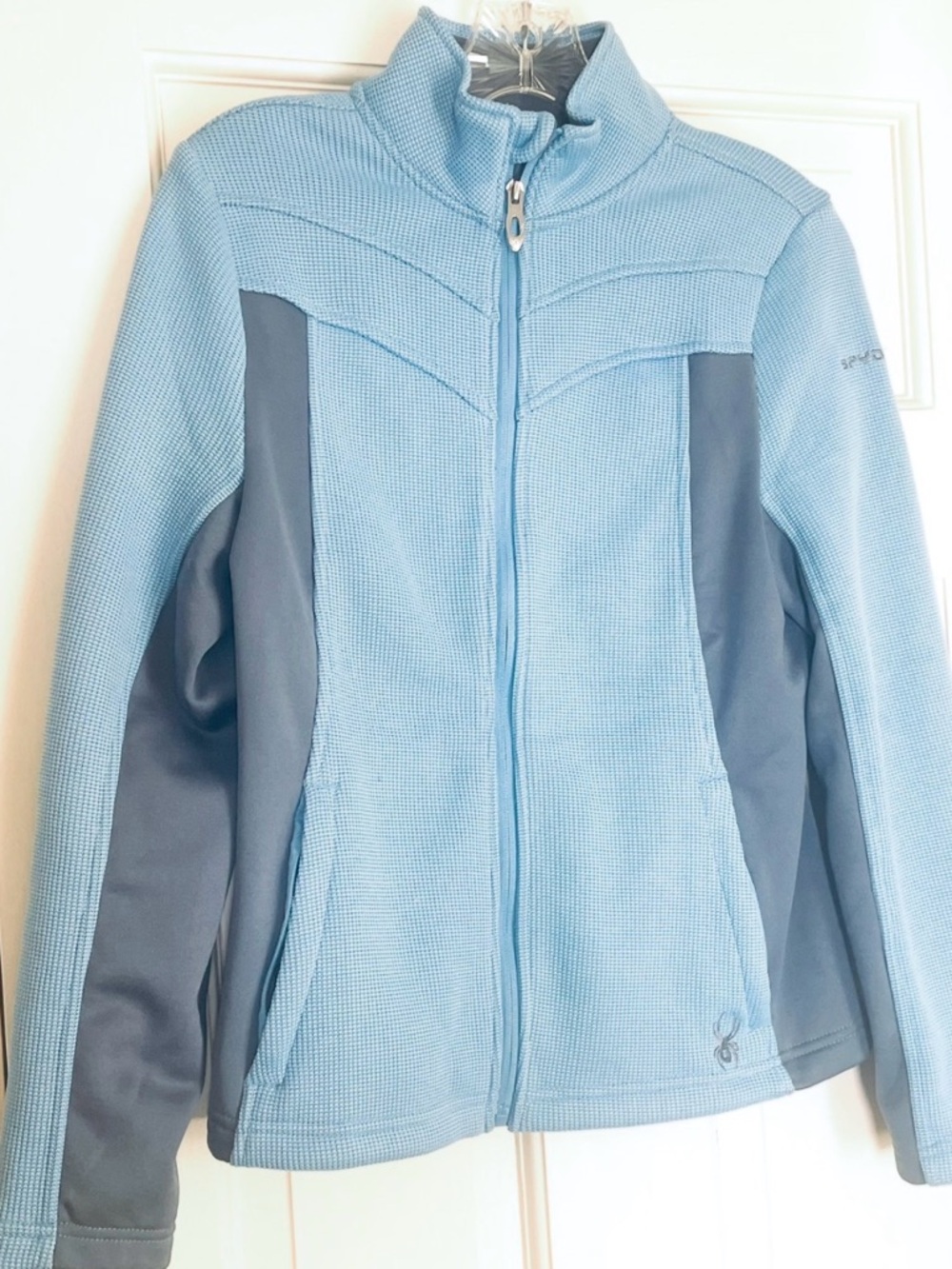 Spyder Women's Light Blue and Gray Full-Zip Fleece Jacket
